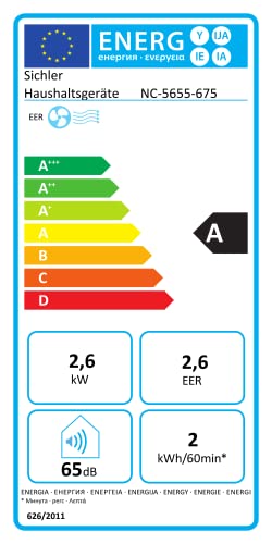Sichler Haushaltsgeräte Monoblock Klimagerät, Mobile Klimaanlage mit Entfeuchter, 9.000 BTU/h, 2.600 Watt, Transportabel, Ohne Abluftschlauch