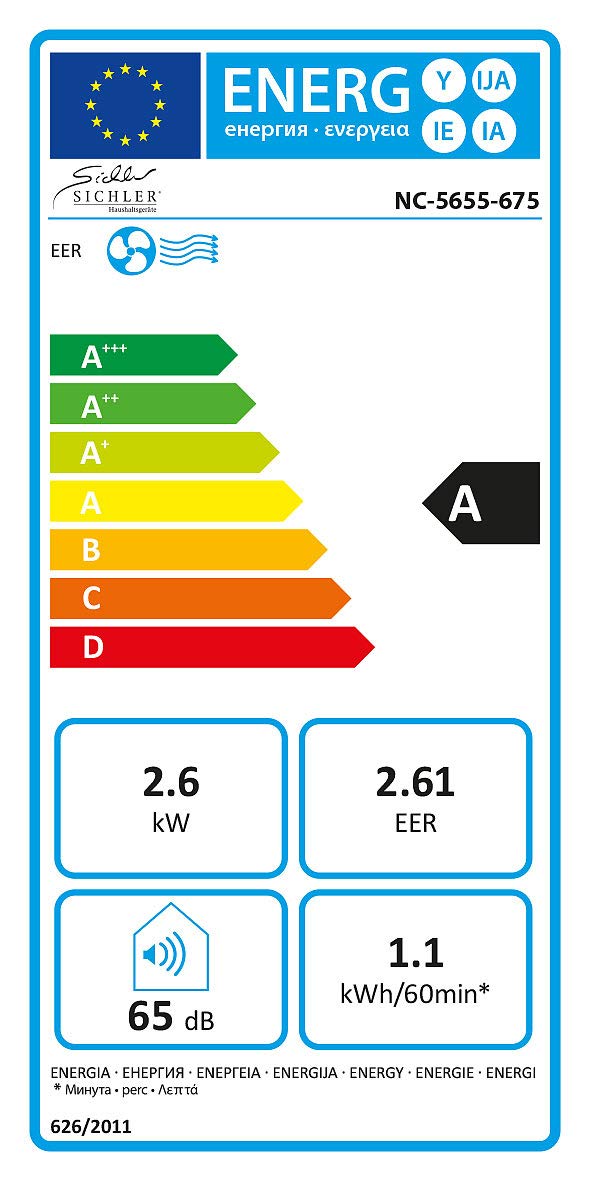 Sichler Haushaltsgeräte Monoblock Klimagerät, Mobile Klimaanlage mit Entfeuchter, 9.000 BTU/h, 2.600 Watt, Transportabel, Ohne Abluftschlauch