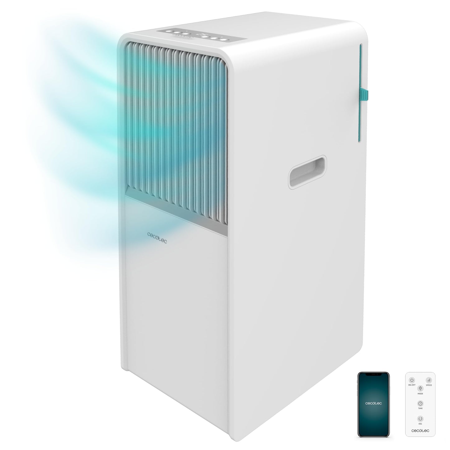 Cecotec ForceClima 7550 Style Connected Mobile Klimagerät, 7000 BTU, Abdeckungsbereich 20m², Fernbedienung, LED Bildschirm, 4 Modi, 2 Geschwindigkeiten, Luftentfeuchter, Timer