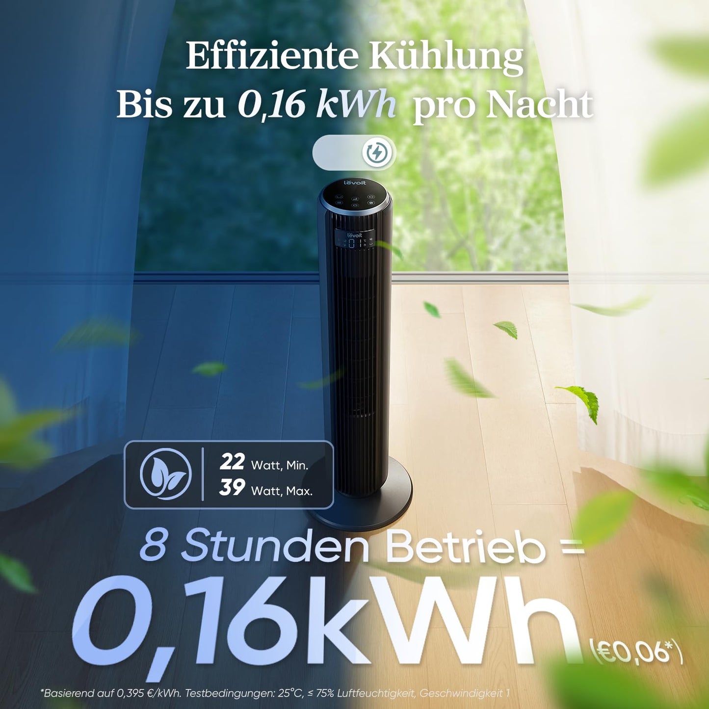 Levoit Turmventilator Leise mit Kรผhlung, Oszillierender Sรคulenventilator, Fernbedienung, 5 Geschwindigkeiten, 4 Modi, 12 Std Timer, Fortschrittliches Schlafmodus, Grau