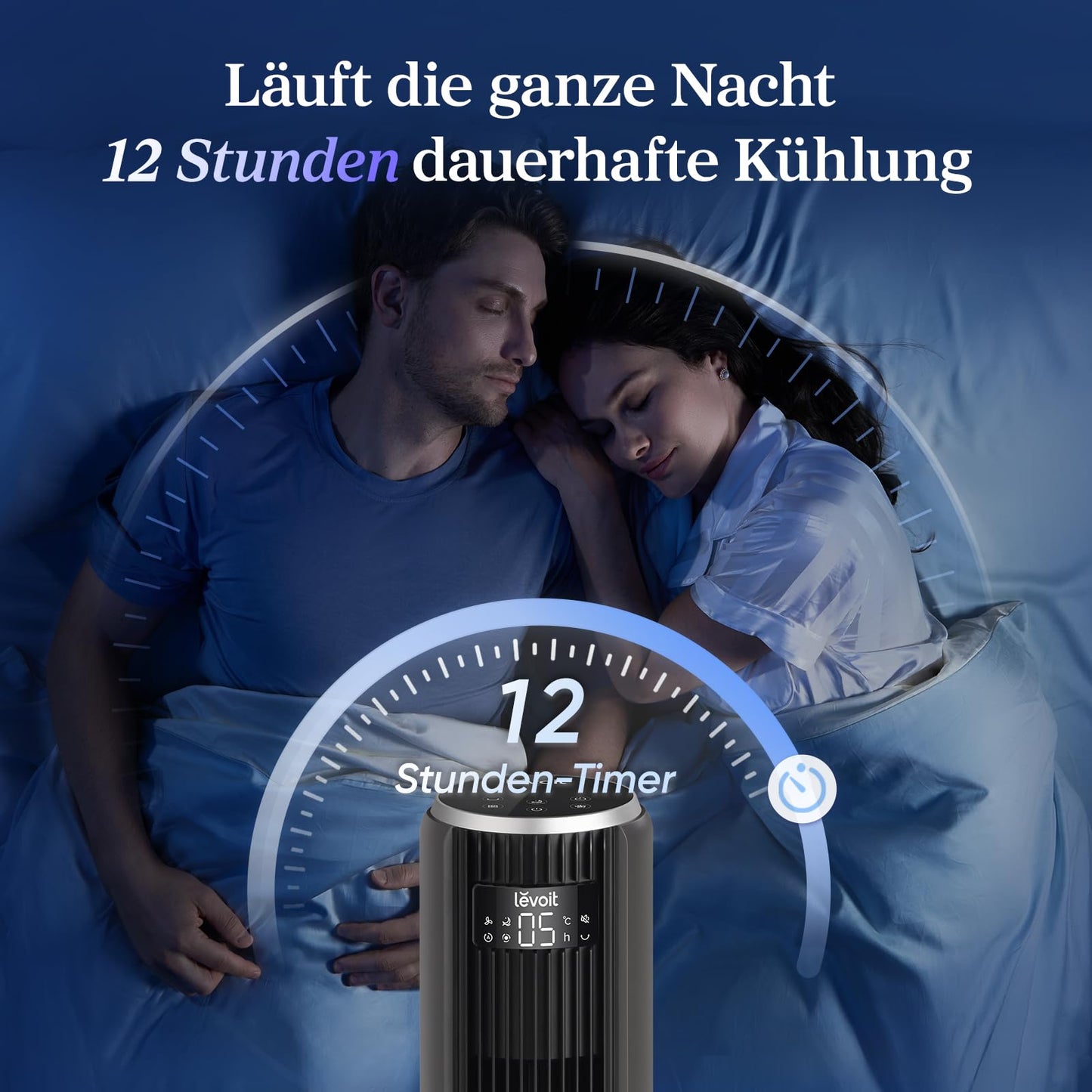 Levoit Turmventilator Leise mit Kรผhlung, Oszillierender Sรคulenventilator, Fernbedienung, 5 Geschwindigkeiten, 4 Modi, 12 Std Timer, Fortschrittliches Schlafmodus, Grau