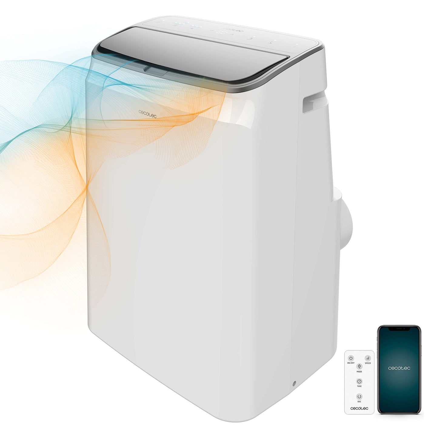 Cecotec ForceClima 14750 ColdundWarm Connected Mobile Klimagerät, 14000 BTU, Fernbedienung, WLAN, Wärmepumpe, 5 Modi, 30m² Abdeckung, Energieklasse A, R290 Gas, 3 Sicherheitsmechanismen