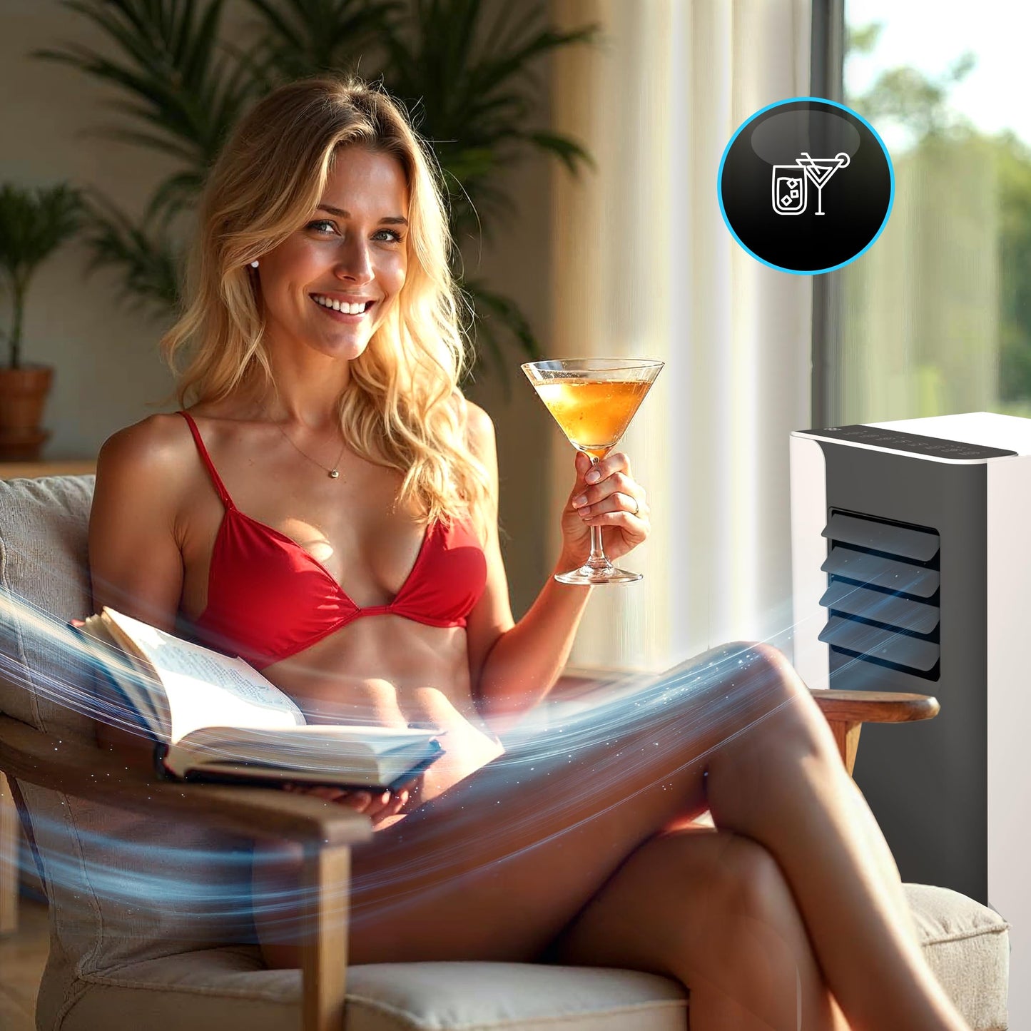 Climative Mobile Klimaanlage 9000 BTU, WiFi Tuya Smart, 2.6 kW, 3-in-1 Portable Air Conditioner, Mit Abluftschlauch, Für Räume bis 26m², Fensterabdichtung