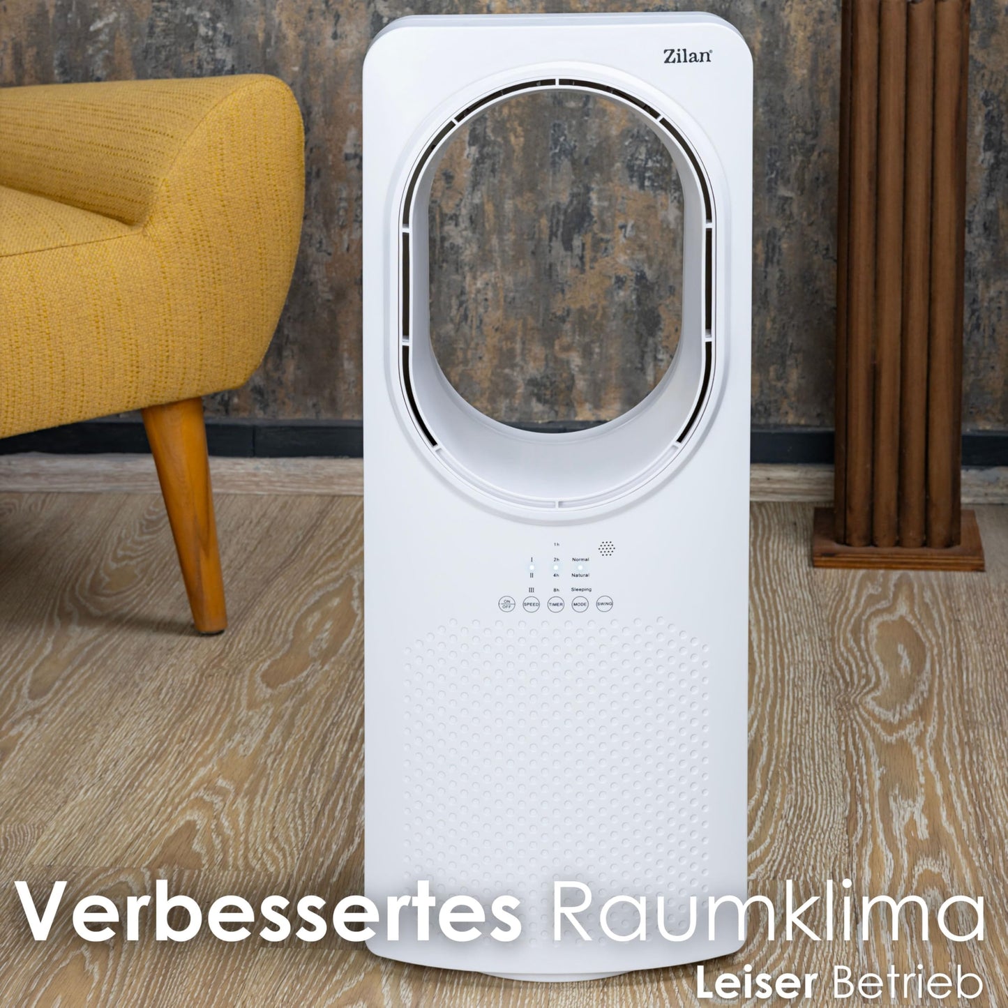 Zilan Turmventilator mit Fernbedienung, Aircooler, Standventilator Energiesparend und Leise, Oszillierend, Bodenventilator, Säulenventilator mit Kühlung, Mobile Klimaanlage