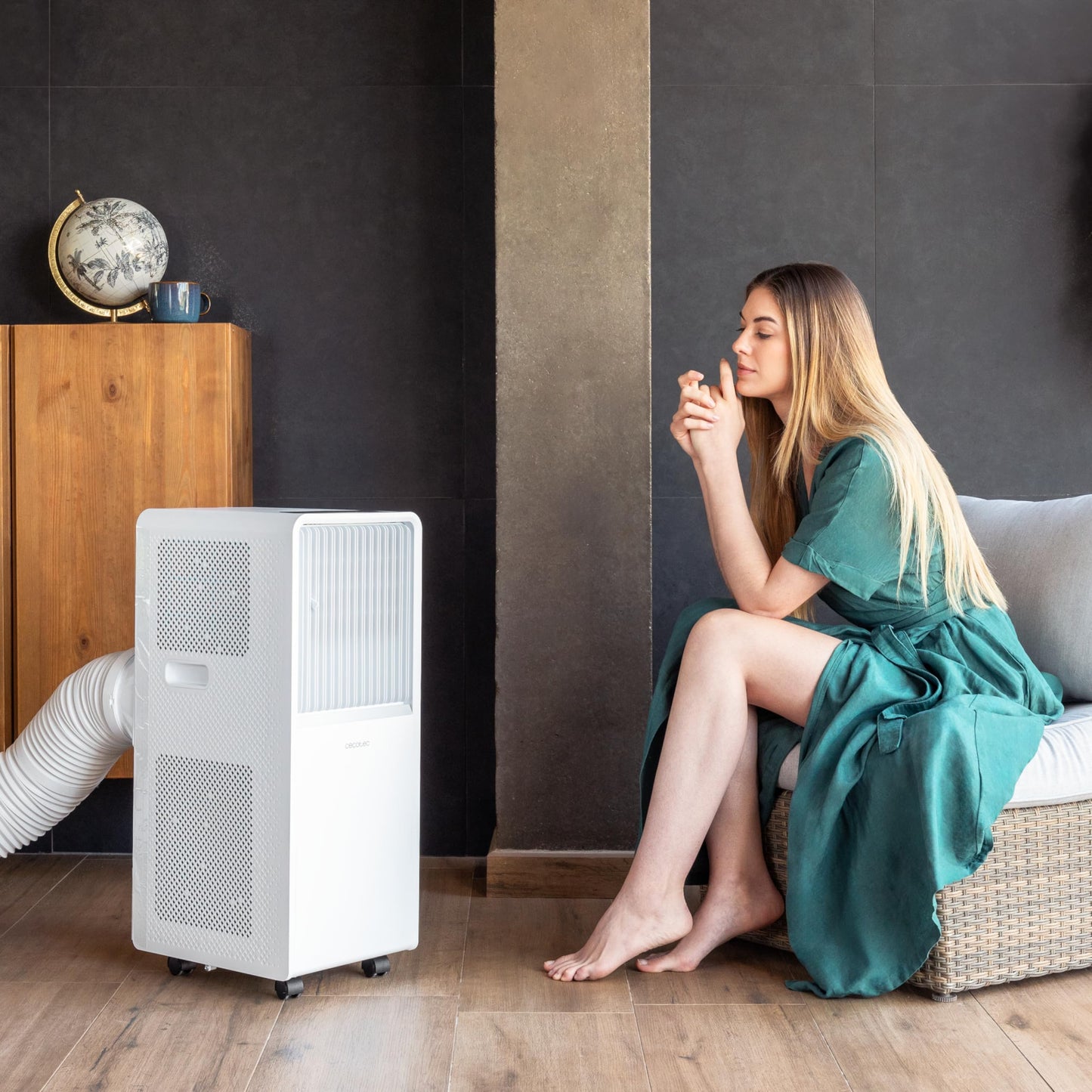 Cecotec ForceClima 7550 Style Connected Mobile Klimagerät, 7000 BTU, Abdeckungsbereich 20m², Fernbedienung, LED Bildschirm, 4 Modi, 2 Geschwindigkeiten, Luftentfeuchter, Timer