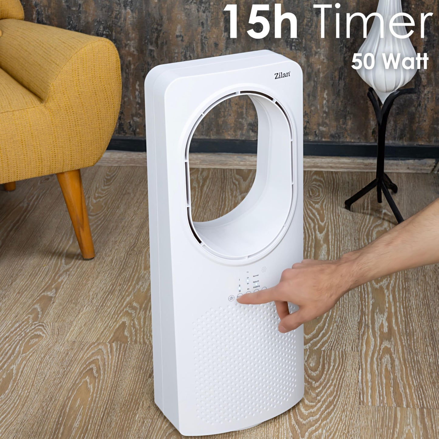 Zilan Turmventilator mit Fernbedienung, Aircooler, Standventilator Energiesparend und Leise, Oszillierend, Bodenventilator, Säulenventilator mit Kühlung, Mobile Klimaanlage
