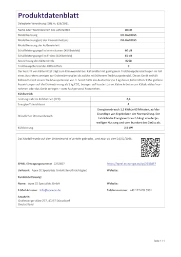 Dreo Tragbare Klimaanlage 10.000 BTU, AC Einheit für Schlafzimmer, Drainagefreie Kühlung, APP/Fernbedienung/Sprachsteuerung, 24h Timer, Ventilator & Luftentfeuchter, AC515S