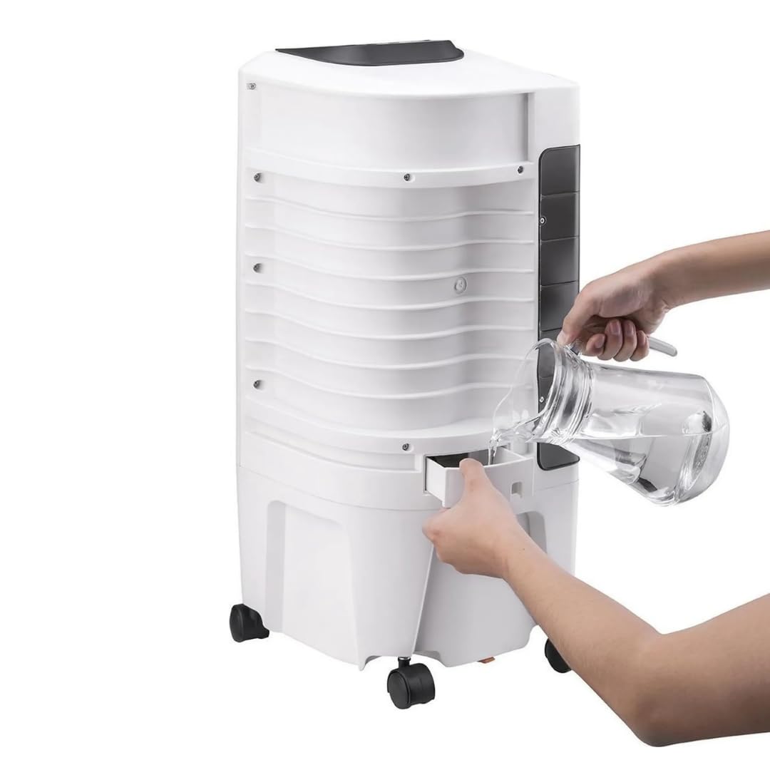 JUNG LIFETIME DAY Mobile Klimaanlage ohne Abluftschlauch, Fernbedienung, Timer, 3-in-1 Luftkühler, Luftreiniger, Luftbefeuchter, Mobiler Ventilator mit Wasserkühlung, Leise
