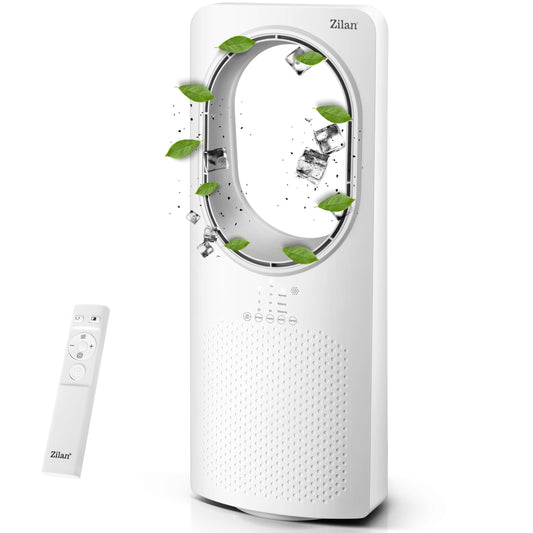 Zilan Turmventilator mit Fernbedienung, Aircooler, Standventilator Energiesparend und Leise, Oszillierend, Bodenventilator, Säulenventilator mit Kühlung, Mobile Klimaanlage