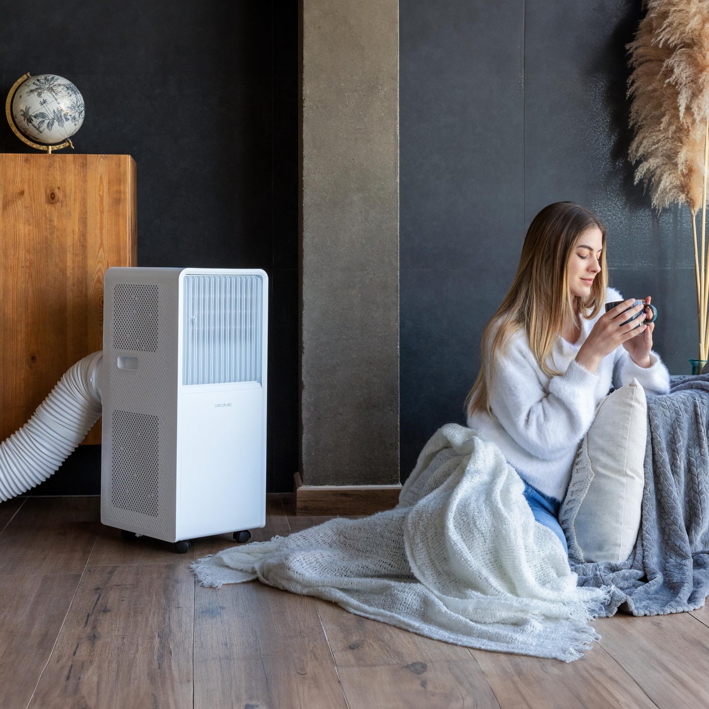 Cecotec ForceClima 7550 Style Connected Mobile Klimagerät, 7000 BTU, Abdeckungsbereich 20m², Fernbedienung, LED Bildschirm, 4 Modi, 2 Geschwindigkeiten, Luftentfeuchter, Timer